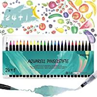 Estuche Rotuladores Acuarelables con punta suave- 24 plumas de pincel de acuarela + 1 pluma de pincel de agua- Plumas de…